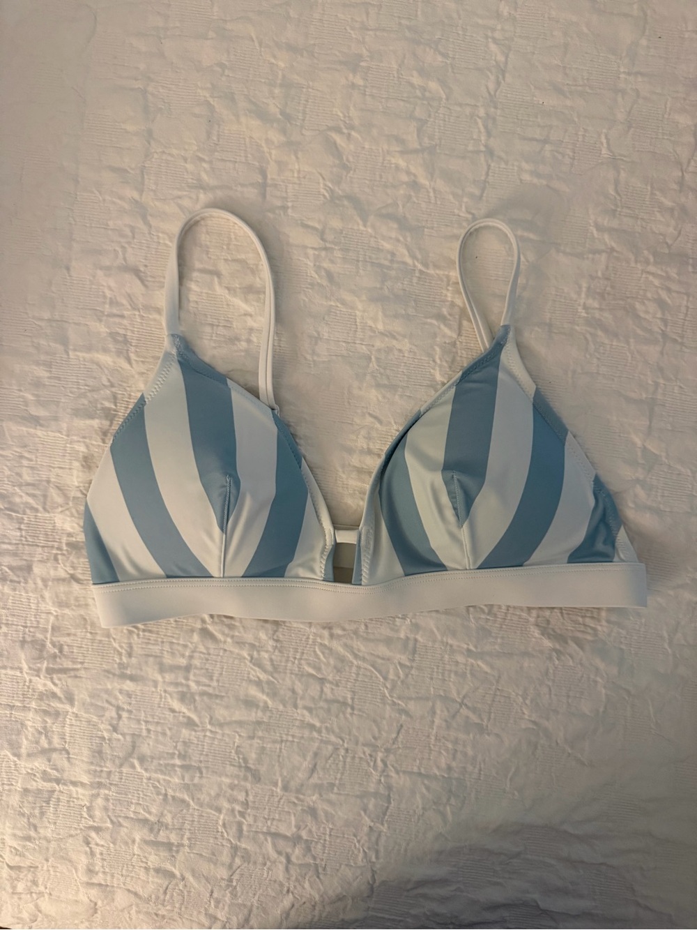 Lively Blue & White Striped Triangle Bikini Top